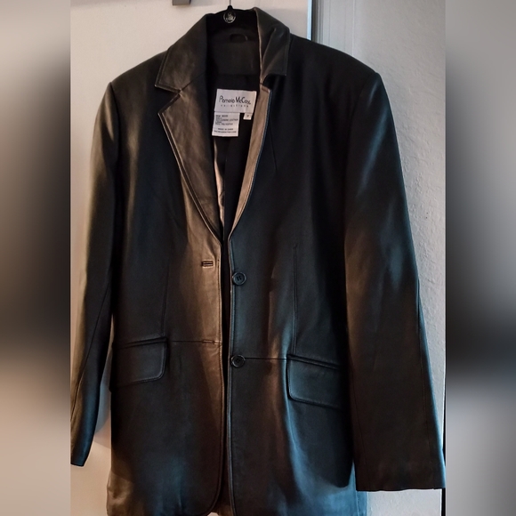 Lambskin Black Leather Blazer size M - Picture 1 of 8